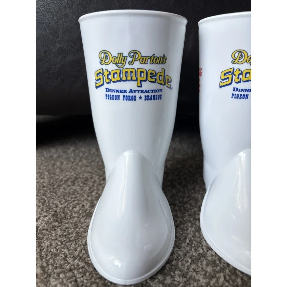3 Lot Dolly Parton's Dixie Stampede Plastic Souvenir Boot Cup Mug Coca Cola 2019